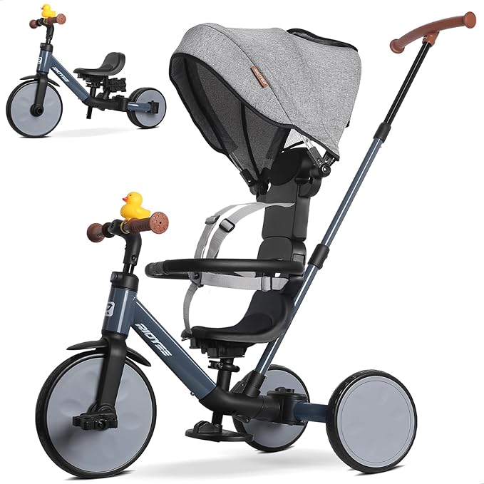 8-in-1 Convertible Toddler Tricycle with Canopy