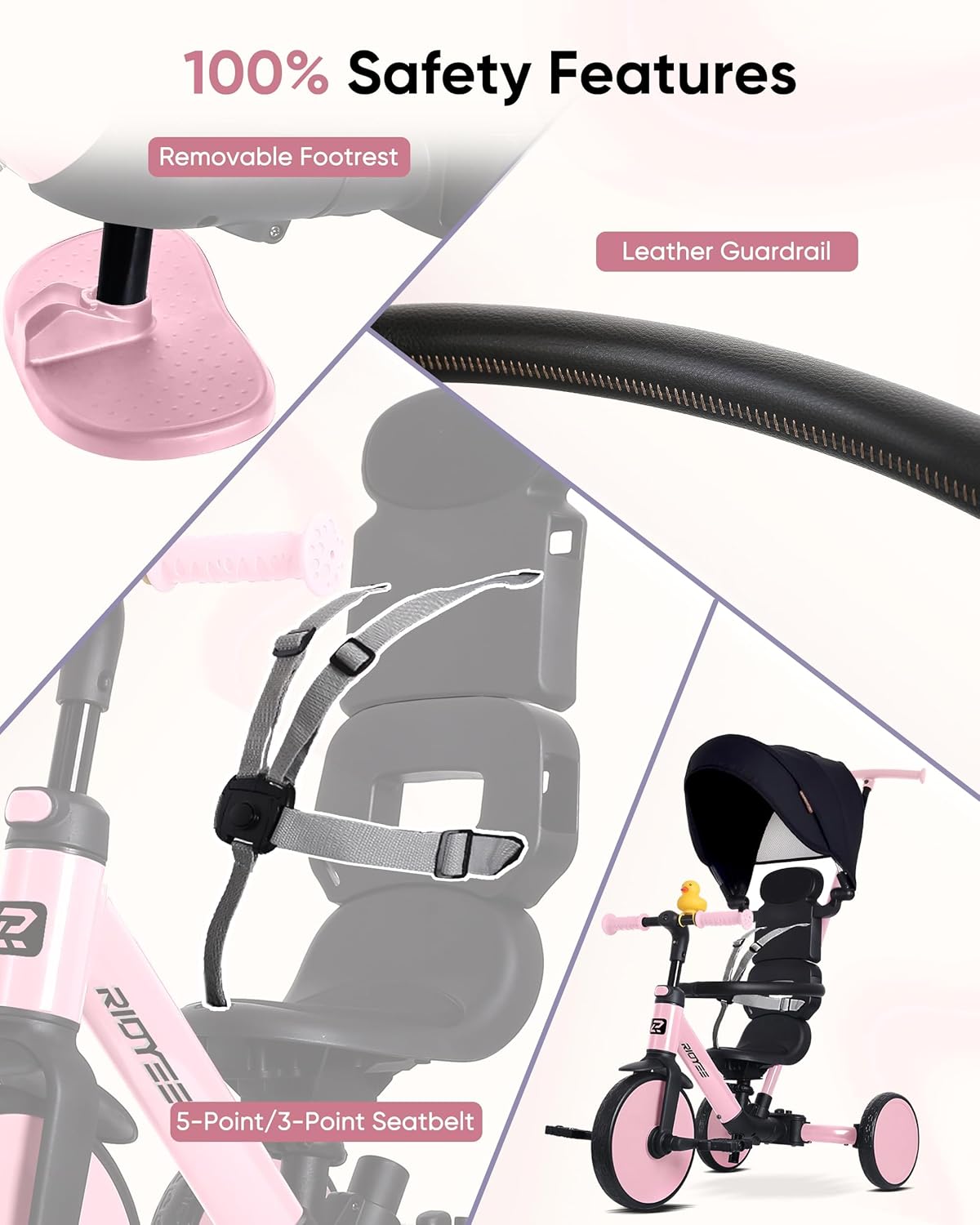 8-in-1 Convertible Toddler Tricycle with Canopy