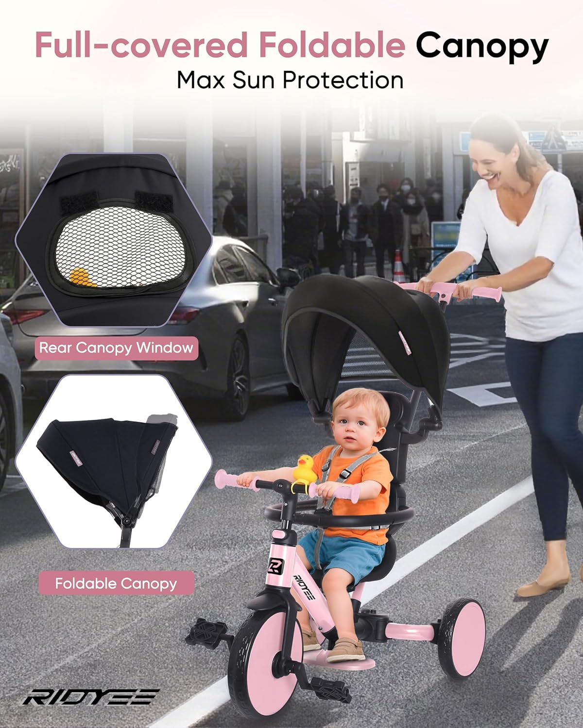 8-in-1 Convertible Toddler Tricycle with Canopy