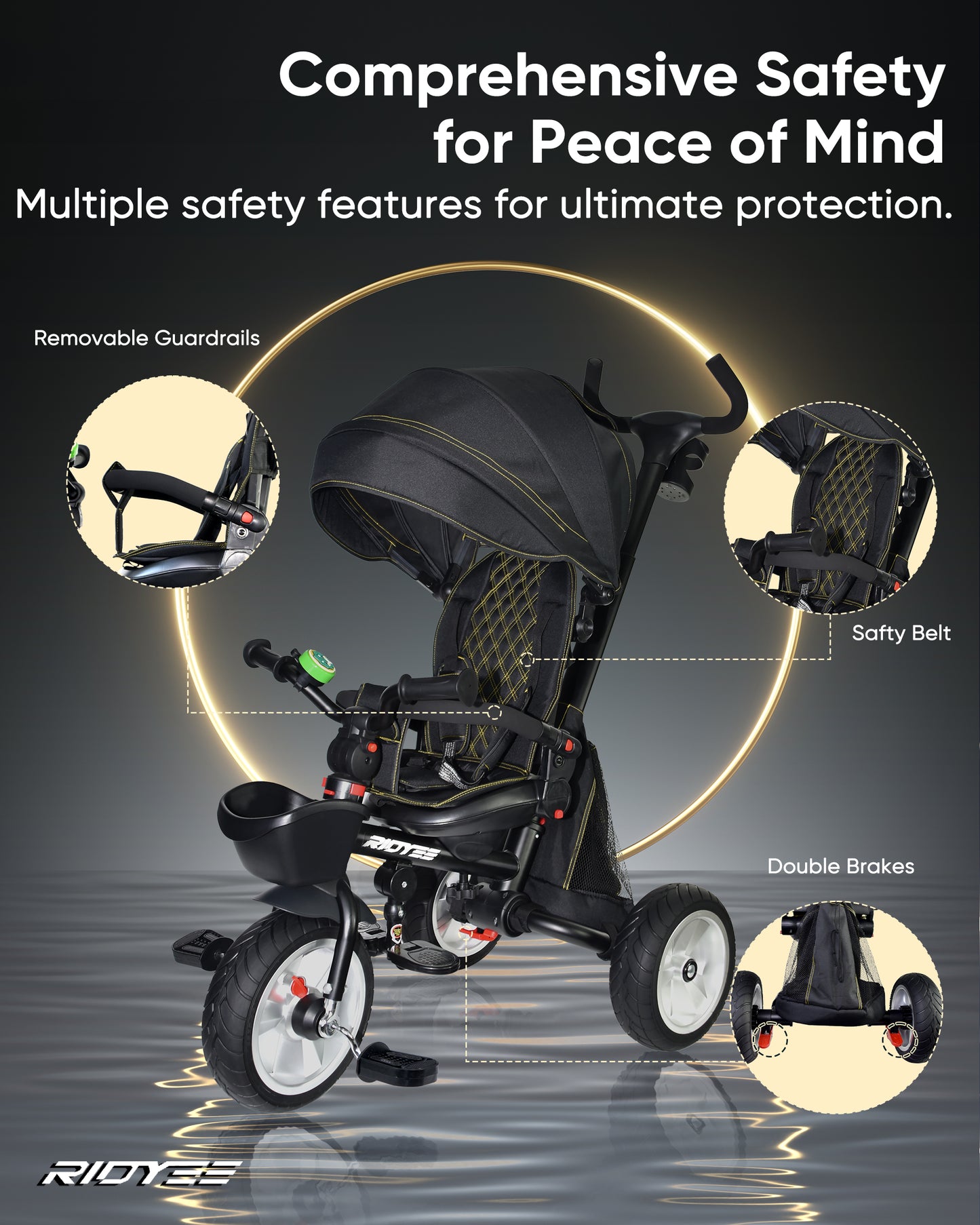 7-in-1 Folding Toddler Tricycle with Rotatable Seat