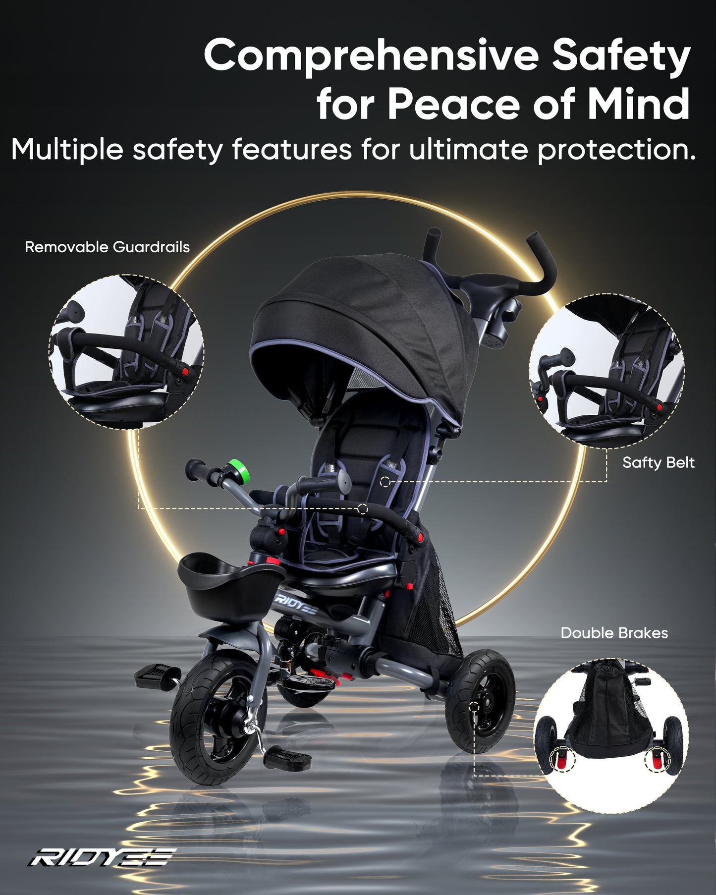 7-in-1 Folding Toddler Tricycle with Rotatable Seat