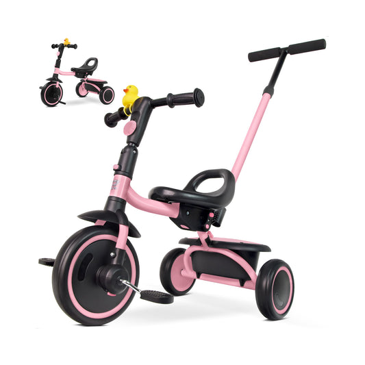 Portable Toddler Tricycle with Push Handle