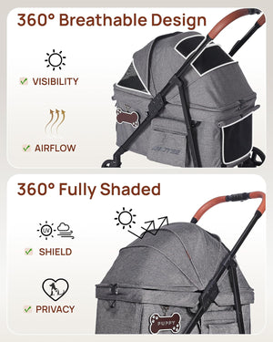 Pet Stroller for Medium Dogs with Canopy