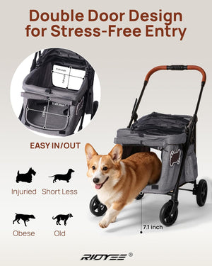Pet Stroller for Medium Dogs with Canopy