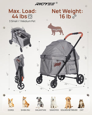 Pet Stroller for Medium Dogs with Canopy