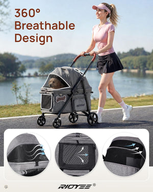 Pet Stroller for Medium Dogs with Canopy
