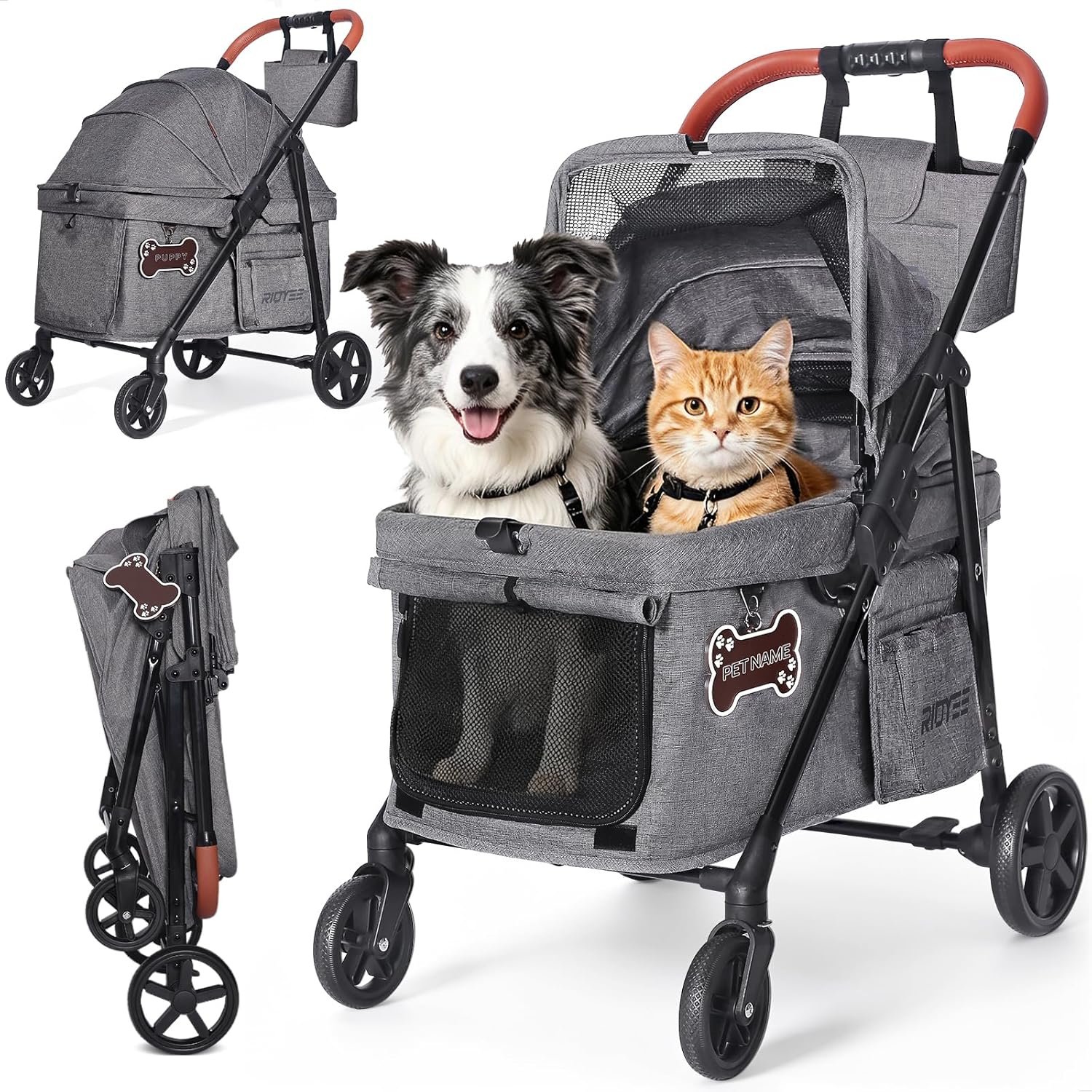 Pet Stroller for Medium Dogs with Canopy