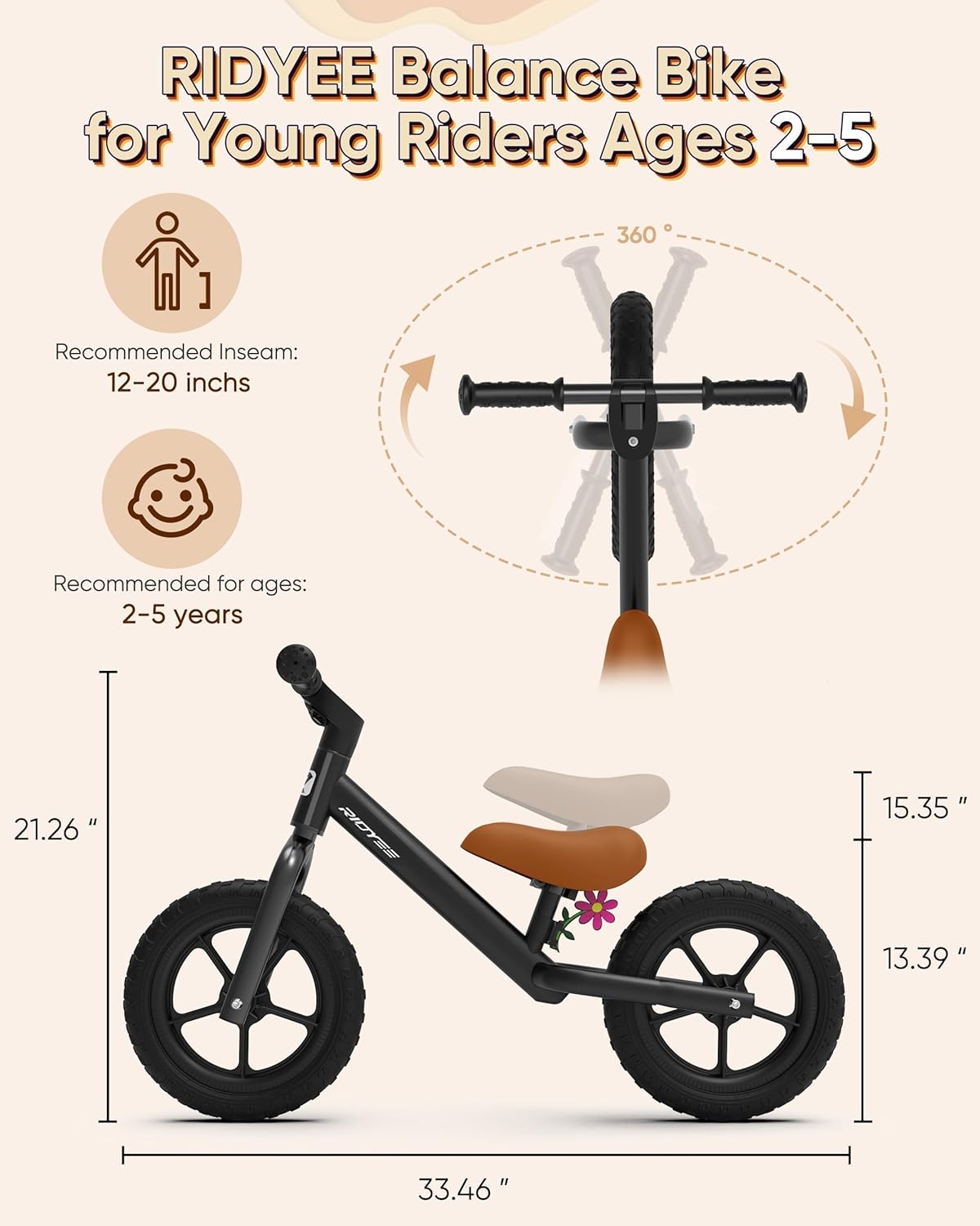 Toddler Balance Bike with Upgraded Reinforced Handlebar