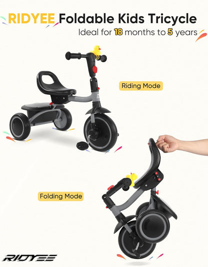 Foldable Toddler Tricycle with Carry-Friendly Seat