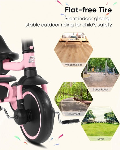 Portable Toddler Tricycle with Push Handle