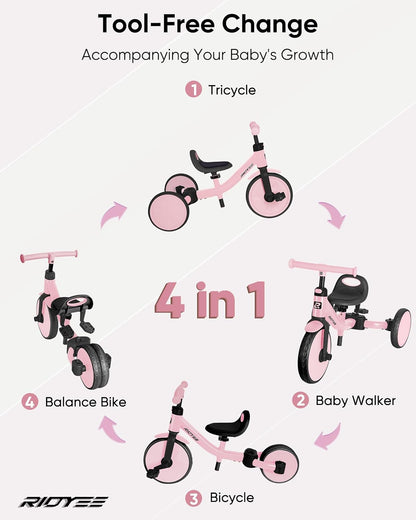 4-in-1 Kids Toddler Tricycle