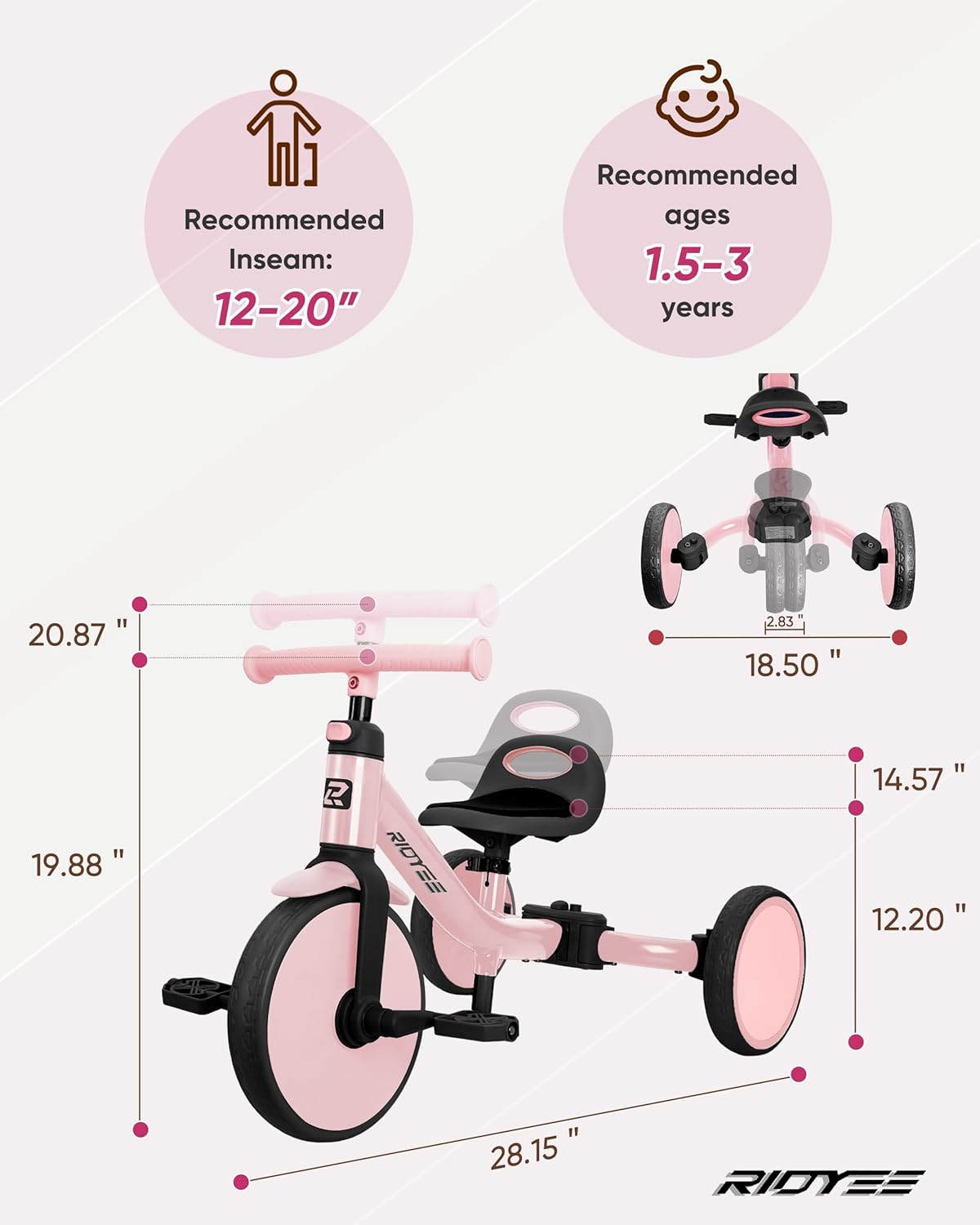 4-in-1 Kids Toddler Tricycle