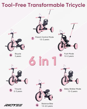 5-in-1 Convertible Toddler Tricycle with Safety Belt