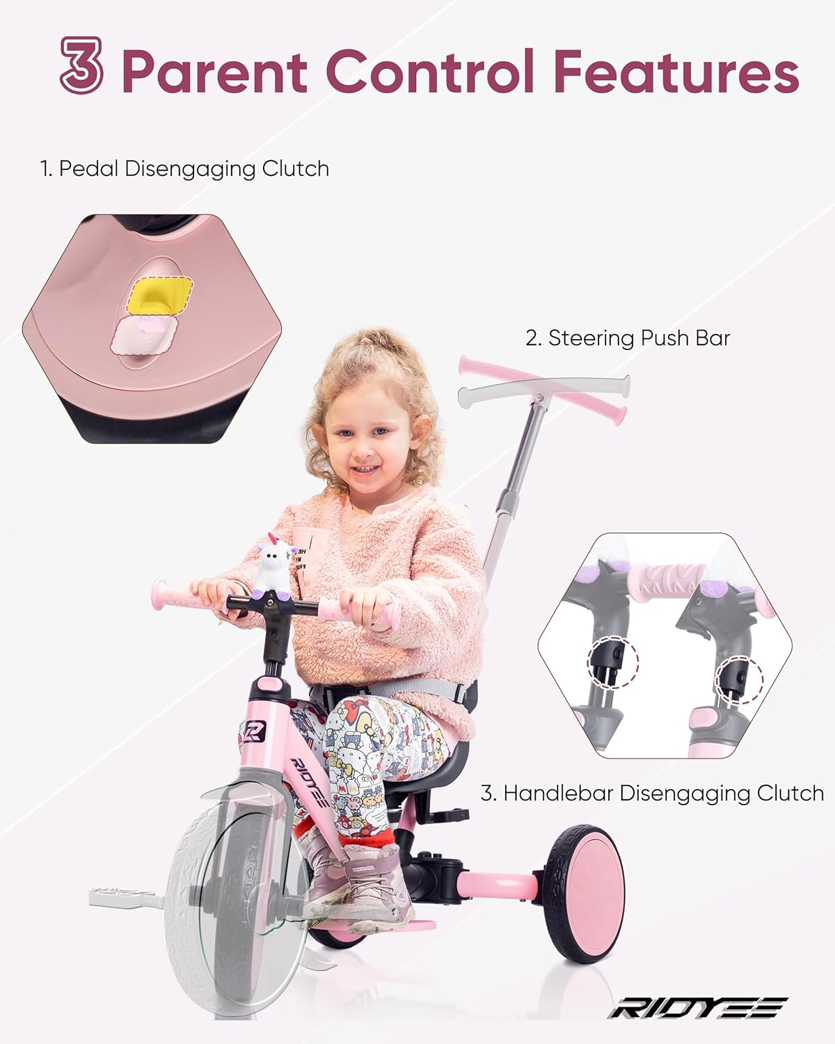 5-in-1 Convertible Toddler Tricycle with Safety Belt