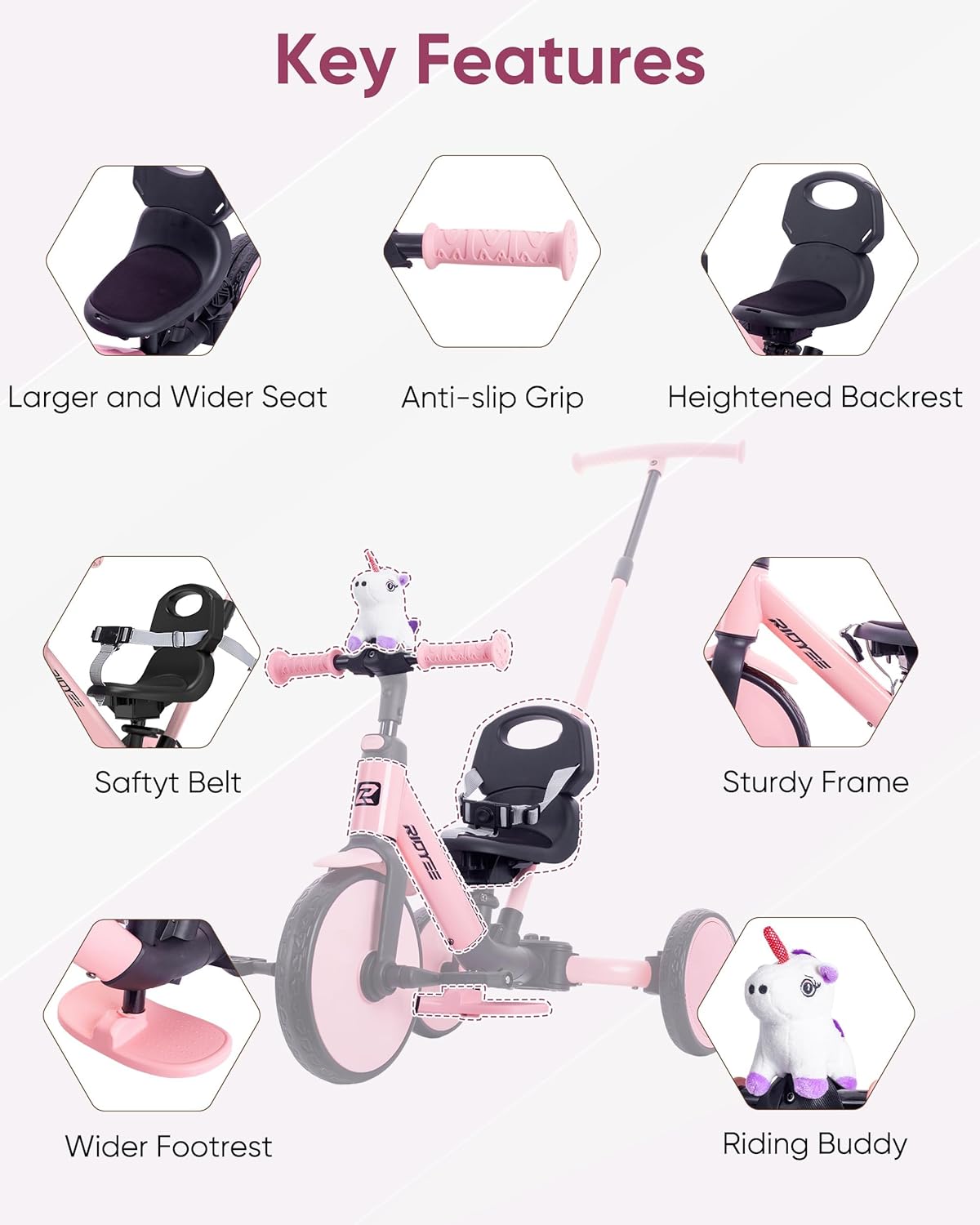 5-in-1 Convertible Toddler Tricycle with Safety Belt