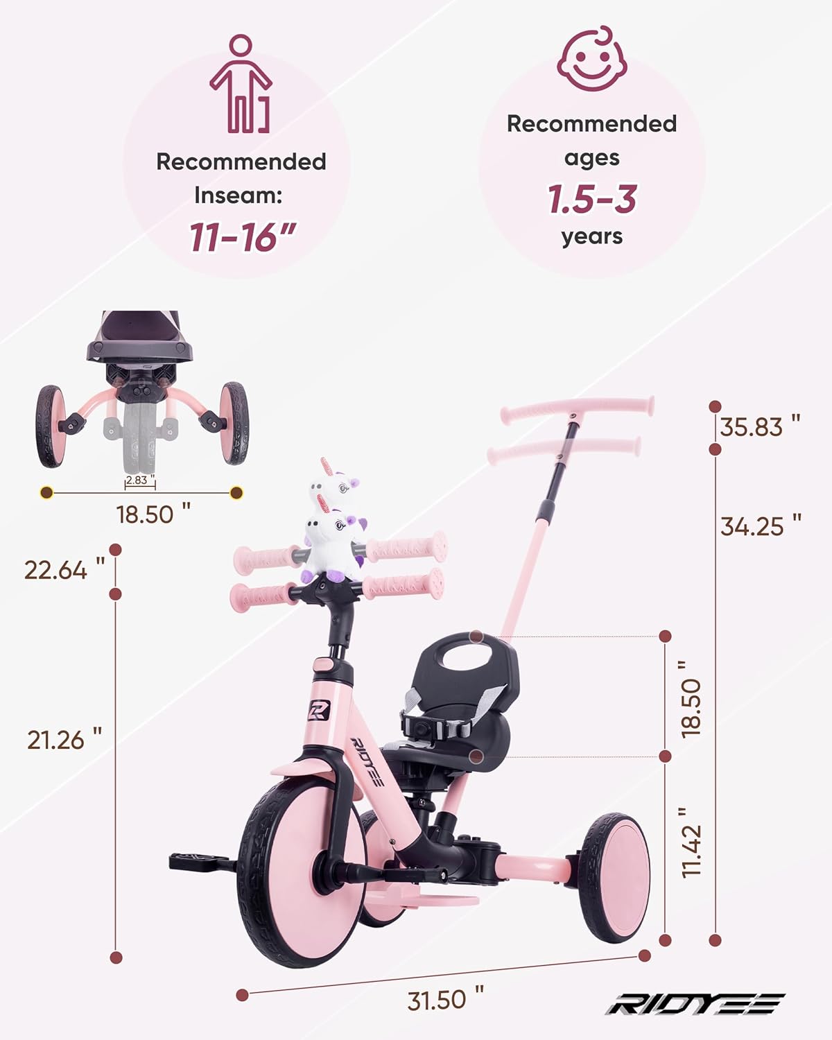 5-in-1 Convertible Toddler Tricycle with Safety Belt