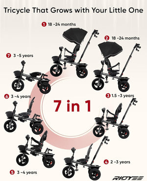 7-in-1 Toddler Tricycle with All-Terrain Tires