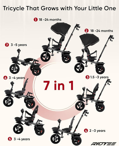7-in-1 Toddler Tricycle with All-Terrain Tires