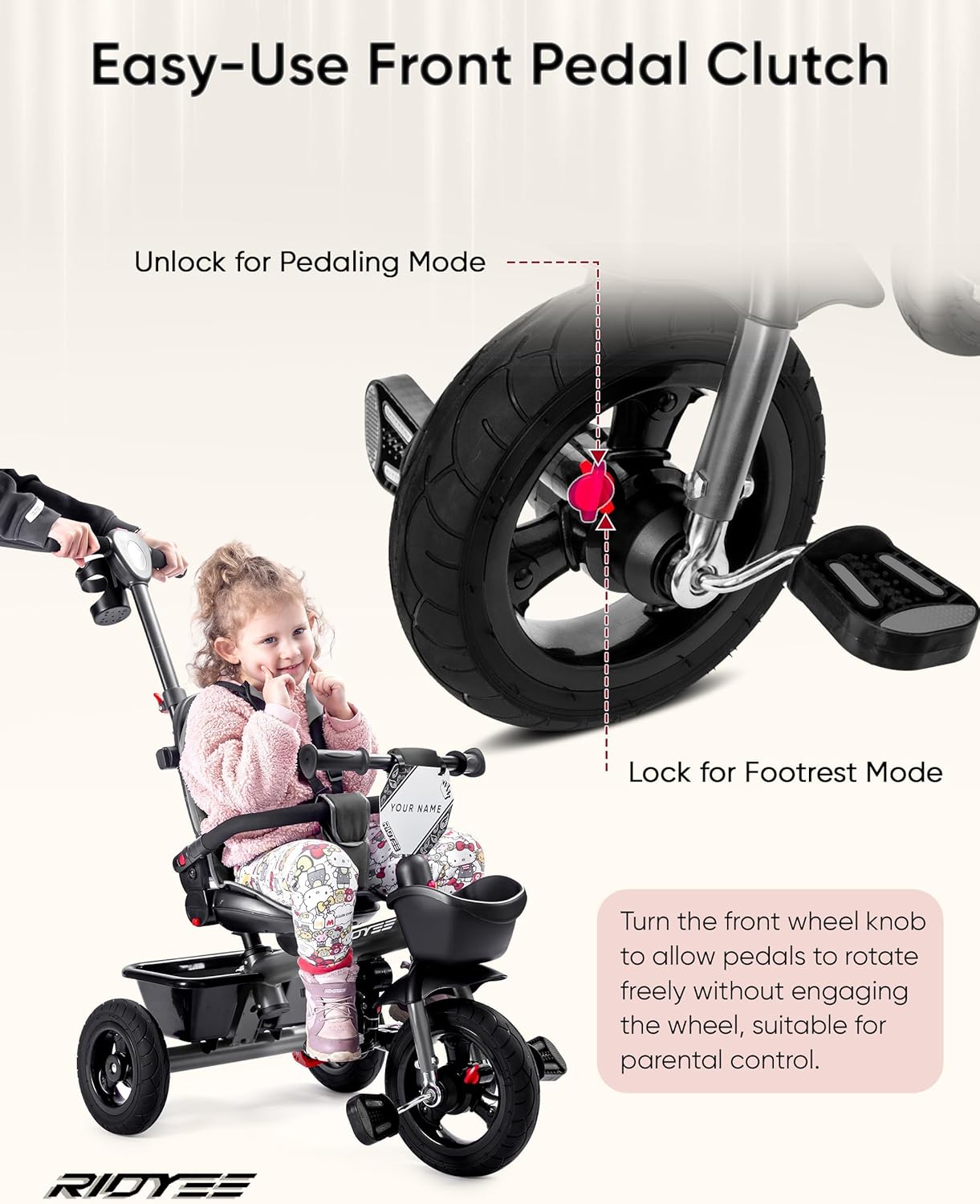 7-in-1 Toddler Tricycle with All-Terrain Tires