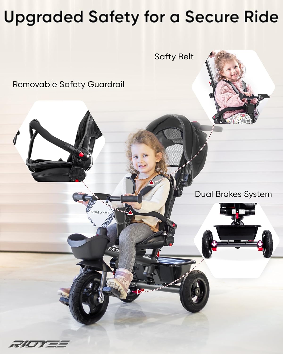 7-in-1 Toddler Tricycle with All-Terrain Tires