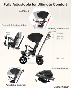7-in-1 Toddler Tricycle with All-Terrain Tires
