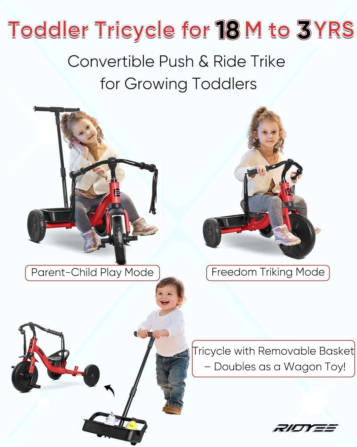 2-in-1 Toddler Tricycle with Tassel Handlebars