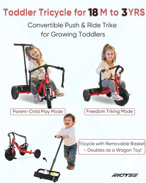 2-in-1 Toddler Tricycle with Tassel Handlebars