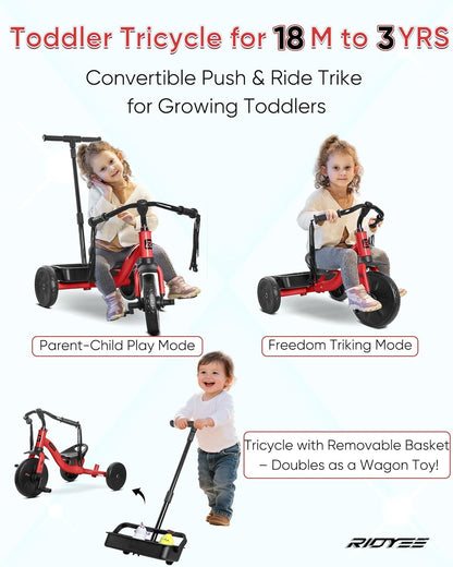 2-in-1 Toddler Tricycle with Tassel Handlebars