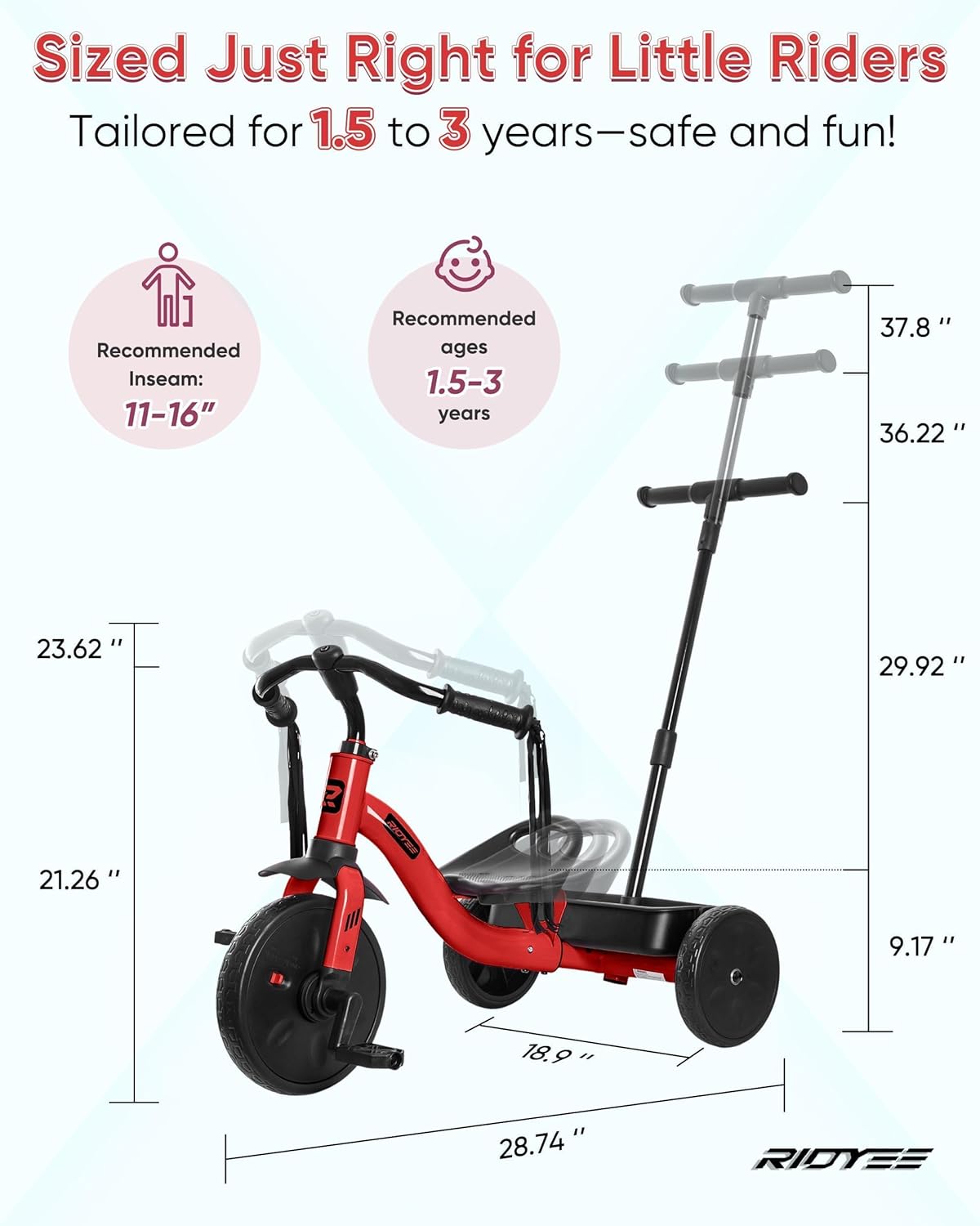 2-in-1 Toddler Tricycle with Tassel Handlebars
