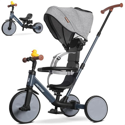 8-in-1 Convertible Toddler Tricycle with Canopy