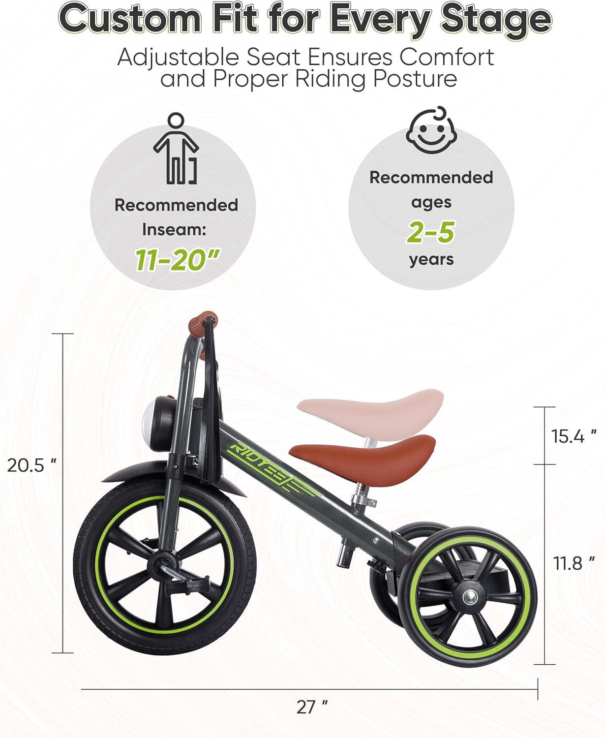 Motor-Style Kids Tricycle with Streamer Handlebars