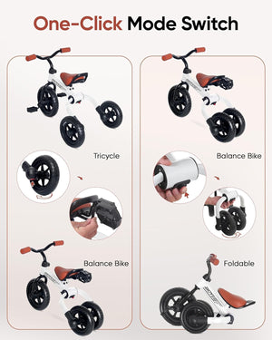 3-in-1 Foldable Tricycle with Adjustable Handlebar and Seat