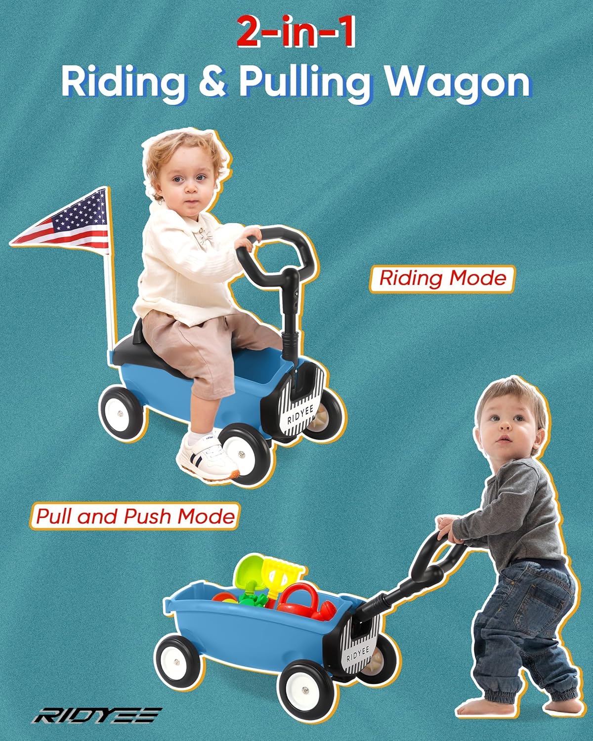 2-in-1 Cute Toddler Toy Wagon with Removable Seat