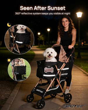 Pet Stroller with Detachable Carrier