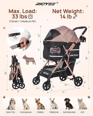 Pet Stroller with Detachable Carrier