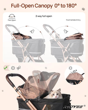 Pet Stroller with Detachable Carrier