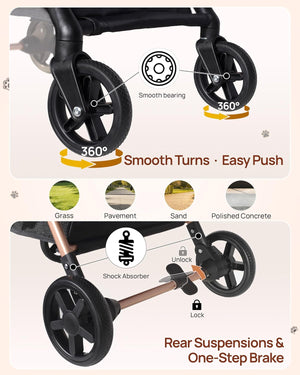 Pet Stroller with Detachable Carrier