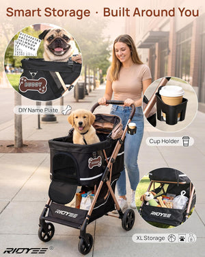 Pet Stroller with Detachable Carrier