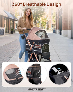Pet Stroller with Detachable Carrier
