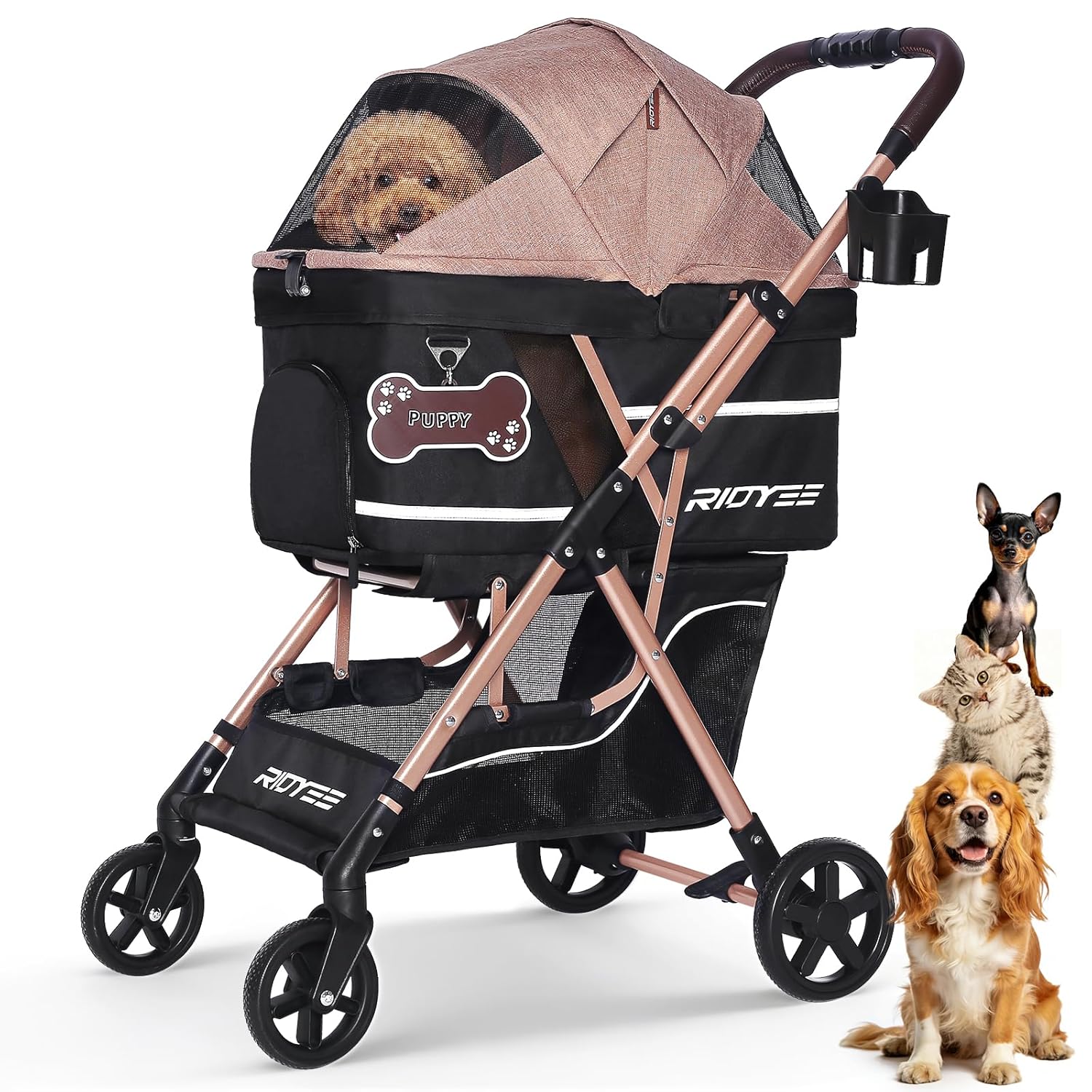 Pet Stroller with Detachable Carrier