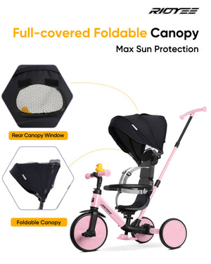 8-in-1 Convertible Toddler Tricycle with Canopy