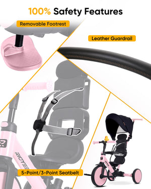 8-in-1 Convertible Toddler Tricycle with Canopy
