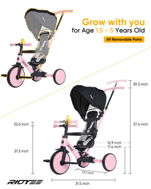 8-in-1 Convertible Toddler Tricycle with Canopy