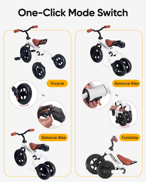 3-in-1 Foldable Tricycle with Adjustable Handlebar and Seat