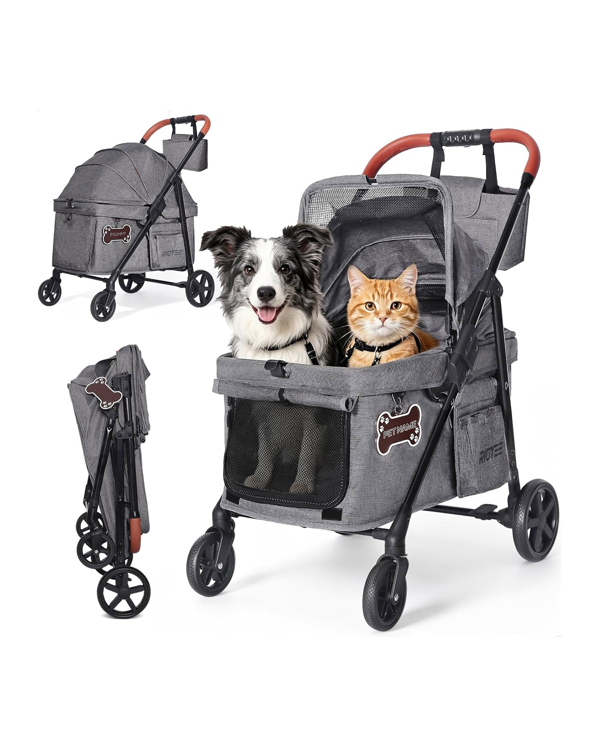 Pet Stroller for Medium Dogs with Canopy