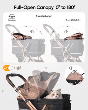 Pet Stroller with Detachable Carrier