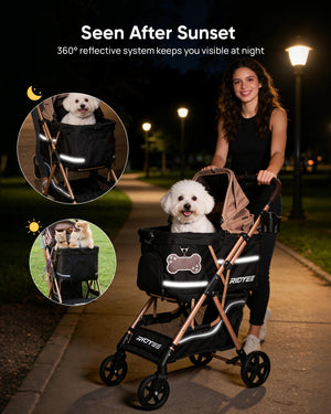 Pet Stroller with Detachable Carrier