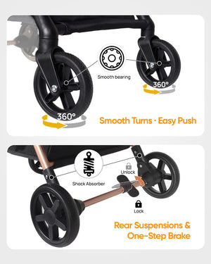 Pet Stroller with Detachable Carrier
