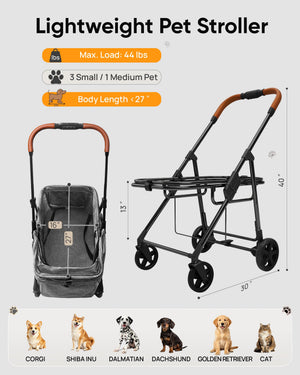 Pet Stroller for Medium Dogs with Canopy