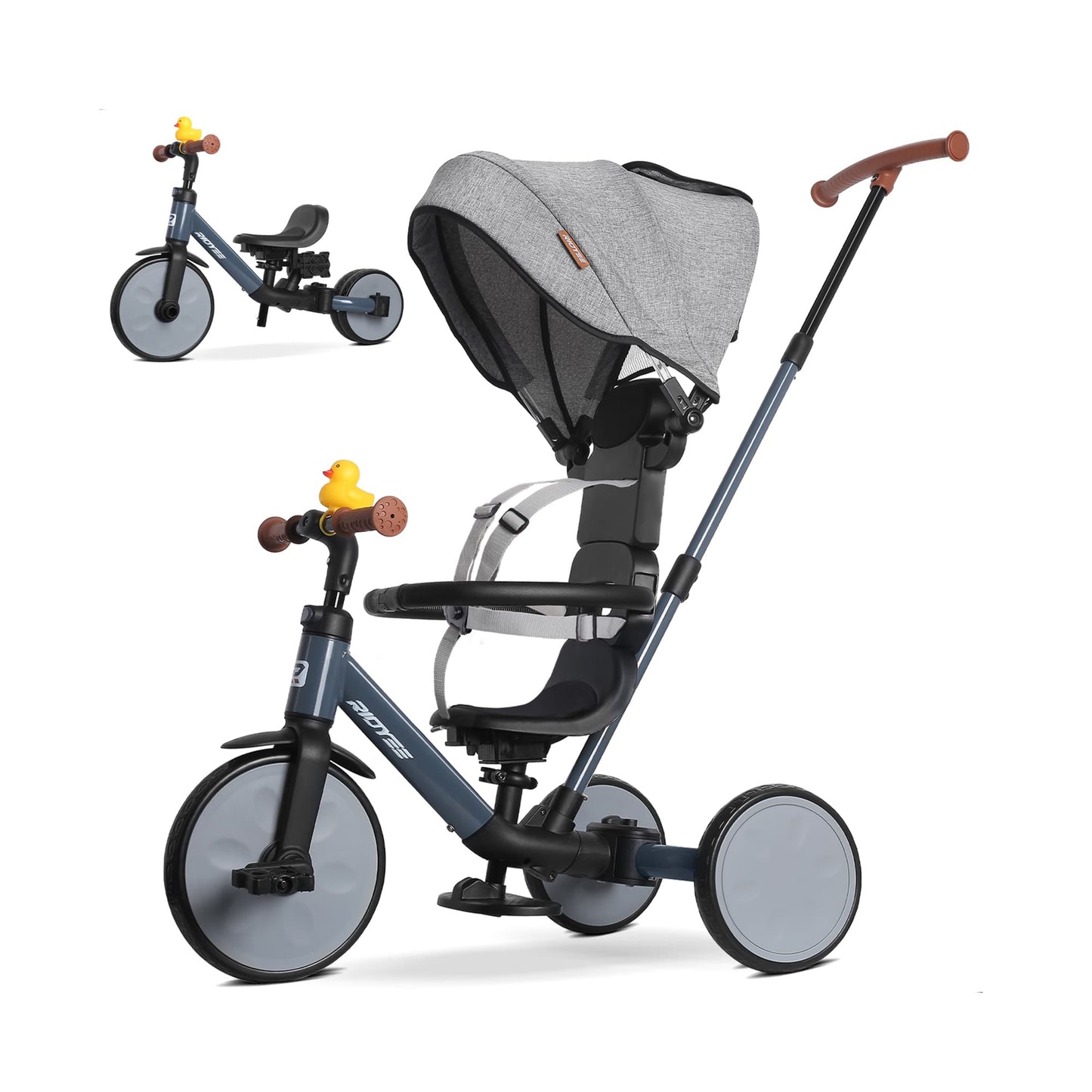 8-in-1 Convertible Toddler Tricycle with Canopy